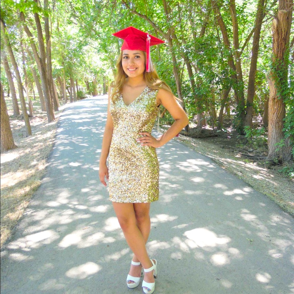 Gold sequin dress
